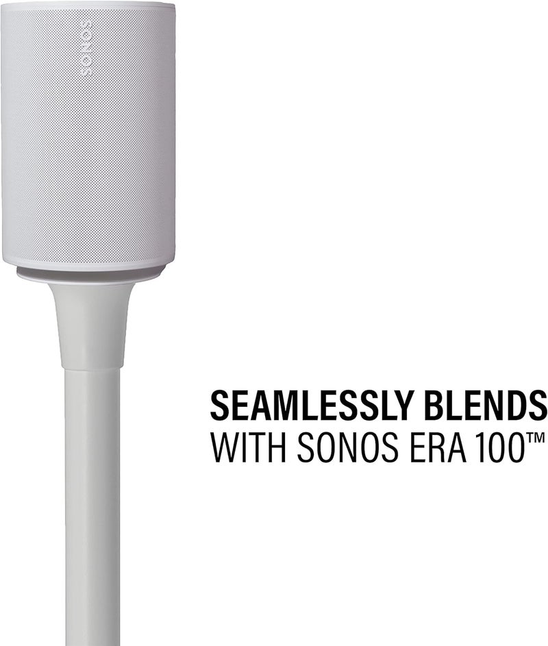 Sanus Speaker Stand for Sonos Era 100™ - Fixed Speaker Stand w/Easy 3 Step Install -Includes All Hardware, Carpet Spikes & Rubber Feet - White - Image 2